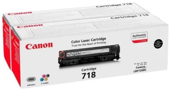 Картридж CANON 718 BK черный, набор из 2 картриджей  3400 стр