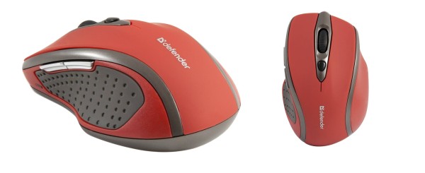 Defender Мышь беспроводная оптическая Safari MM-675 5 + колесо-кнопка /  800/1200/1600 dpi / USB /красный.