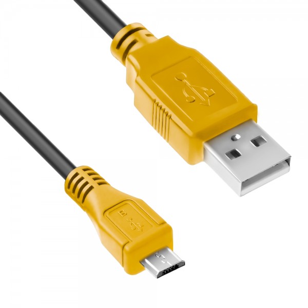 Кабель1.0m USB 2.0, AM/microB 5pin, черный, желтые коннекторы Кабель Greenconnect 4PH-R90005