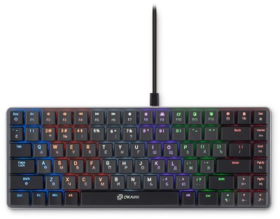 Клавиатура Oklick K615X механическая серый/серебристый USB slim Multimedia for gamer LED (1934413) Oklick 1934413