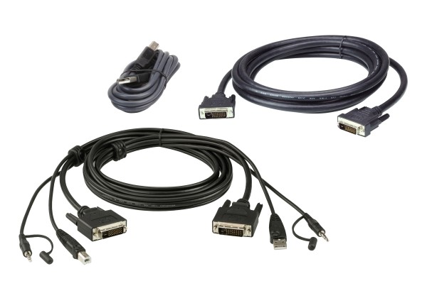 3M USB DVI-D Dual Link Dual Display Secure KVM Cable kit ATEN 2L-7D03UDX5