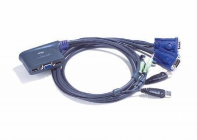 Переключатель, электрон., KVM+Audio,  1 user USB+VGA =>  2 cpu USB+VGA, со встрШнурами USB 2x1.2м., 2048x1536, настол., исп., без OSD, некаскад..,  [CS62U] ATEN CS62UZ