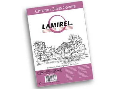 Обложки Lamirel Chromolux A4, картонные, глянцевые, цвет: белый, 230г/м², 100шт