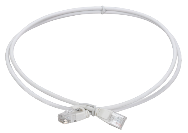 ITK Коммутационный шнур кат.5E UTP LSZH 2м slim колпачок с язычком белый ITK PC08-C5EUL-2M-SL-WT