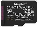 Флеш карта microSD 128GB Kingston microSDXC Class 10 UHS-I U1 A1 V10 Select Plus 150MB/s