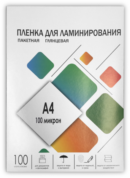 Пленка 216х303 (100 мик) 100 шт. Пленка для ламинирования A4, 216х303 (100 мкм) глянцевая 100шт, ГЕЛЕОС [LPA4-100]