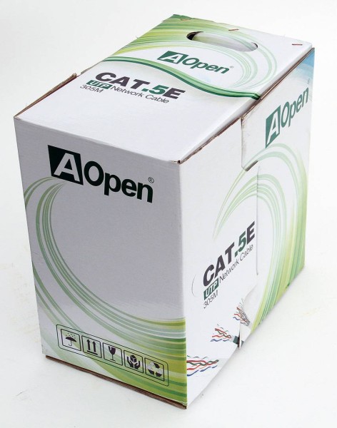Кабель UTP 4 пары кат.5e, CU (бухта 305м) , медный p/n: ANC504-40CU, AOPEN.