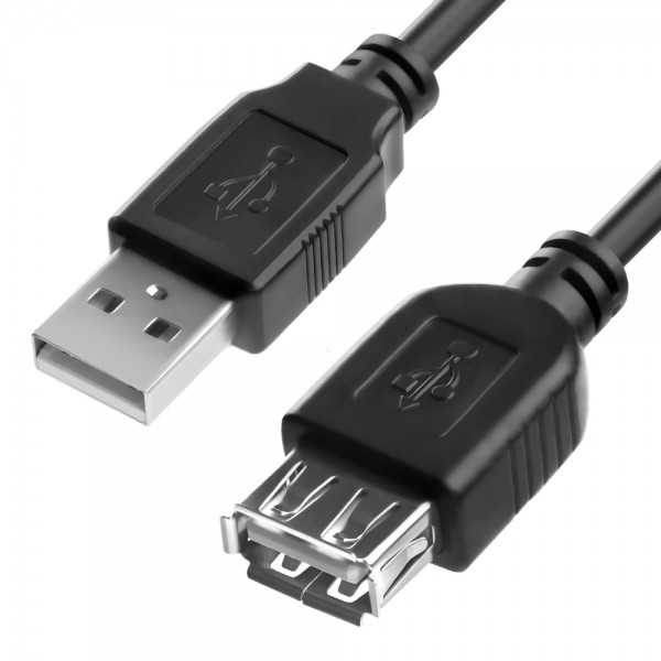 Удлинитель 2.5m USB 2.0, AM/AF, черный Удлинитель Greenconnect 4PH-R90007
