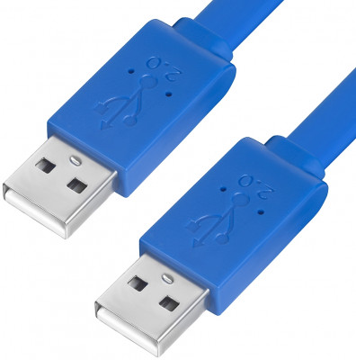 Greenconnect Кабель PROF 1.0m USB 2.0, AM/AM, плоский, синий, морозостойкий, GCR-UM4MF-BD-1.0m Greenconnect USB 2.0 Type-AM - USB 2.0 Type-AM 1м