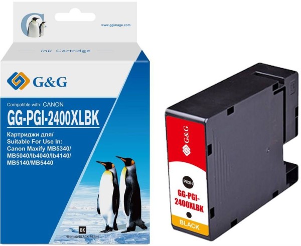 Картридж струйный G&G, аналог Canon PGI-2400XLBK черный 74,6ml