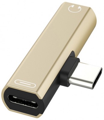 GCR Переходник USB Type C > 3.5mm mini jack + TypeC, золотой, GCR-UC2AUX Greenconnect USB 3.2 Type-C (m) - USB 3.2 Type-C (m),mini jack 3.5 mm (f)