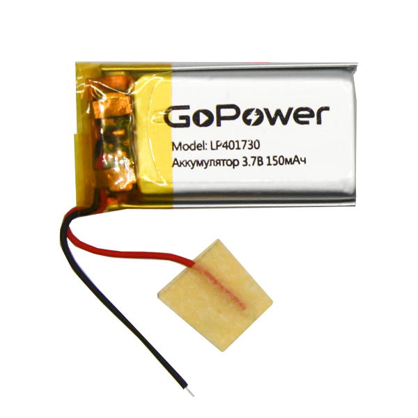 Аккумулятор Li-Pol GoPower LP401730 PK1 3.7V 150mAh (1/10/250) Аккумулятор Li-Pol GoPower LP401730 (00-00019588)