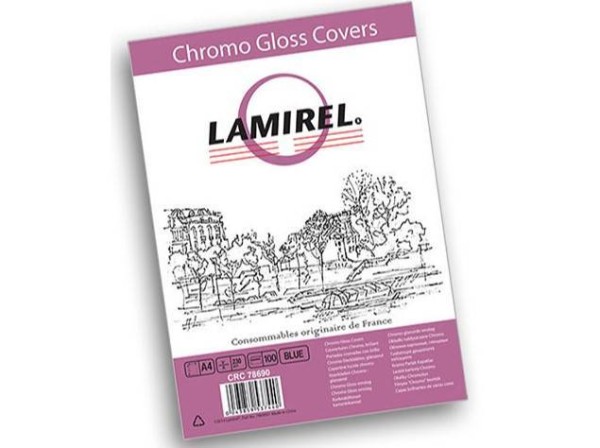 Обложки Lamirel Chromolux A4, картонные, глянцевые, цвет: синий, 230г/м², 100шт