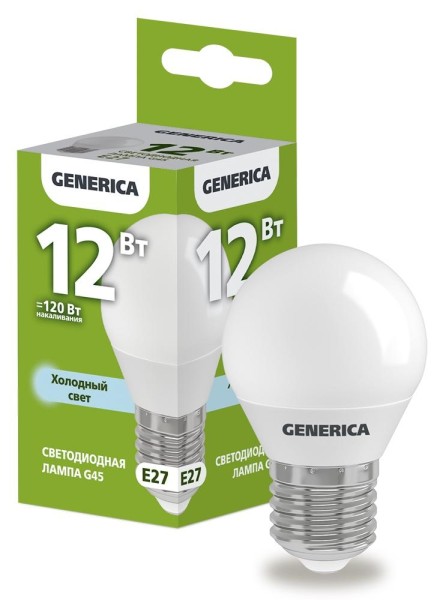 Лампа светодиодная IEK LL-G45-12-230-65-E27-G