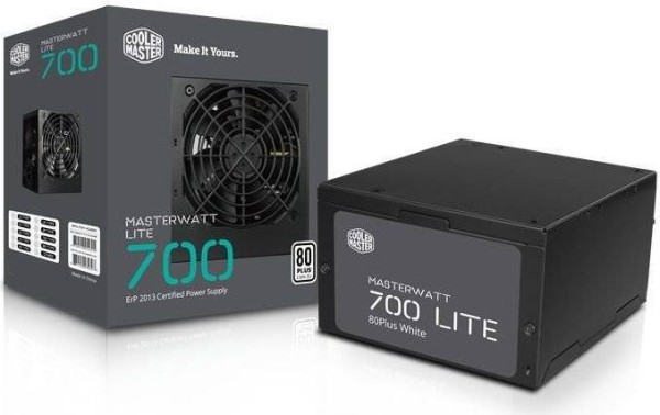Блок питания Cooler Master MASTERWATT LITE 700 <700W, (20+4+4+4) pin, 4x(6+2) pin, 6xSATA, 3xMolex, FDD, 12 см, кабель п