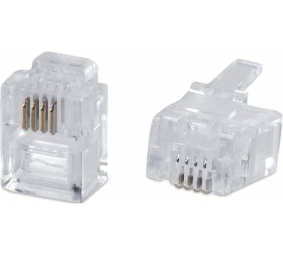 Коннектор телефонный RJ-11 6P4C (6 мест, 4 контакта), (100шт./уп.), VCOM.
