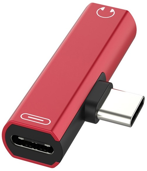 GCR Переходник USB Type C > 3.5mm mini jack + TypeC, красный, GCR-UC2AUX Greenconnect USB 3.2 Type-C (m) - USB 3.2 Type-C (m),mini jack 3.5 mm (f)