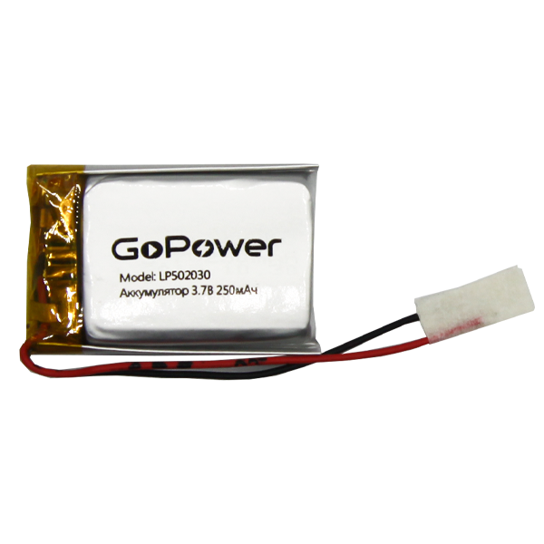 Аккумулятор Li-Pol GoPower LP502030 PK1 3.7V 250mAh (1/250) Аккумулятор Li-Pol GoPower LP502030 (00-00019579)