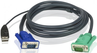 Кабель KVM USB "гидра" 1.8м SHD15M/USB A(M)--SPHD15M(G) ATEN 2L-5202U
