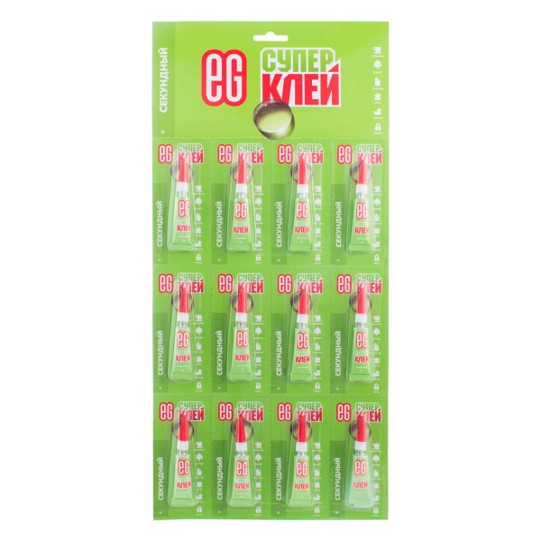 Секундный клей Еврогарант 3г, отрывная карта 12 шт Секундный клей Еврогарант 3г, отрывная карта 12 шт