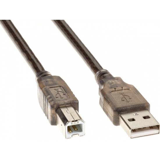 Кабель USB2.0 AM/BM 5.0m прозрачная изоляция (VUS6900T-5MTP), TELECOM.