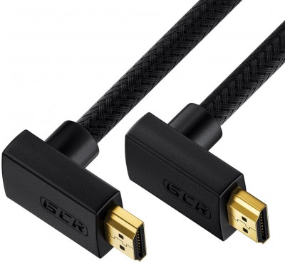 GCR Кабель 1.0m HDMI 2.0, M верхний угол /M верхний угол, черный, HDR 4:2:2, Ultra HD, 4K 60 fps 60Hz/5K*30Hz, 3D, AUDIO, 18.0 Гбит/с, 28/28 AWG, GCR-52309 Greenconnect HDMI 2.0 - HDMI 2.0 1м