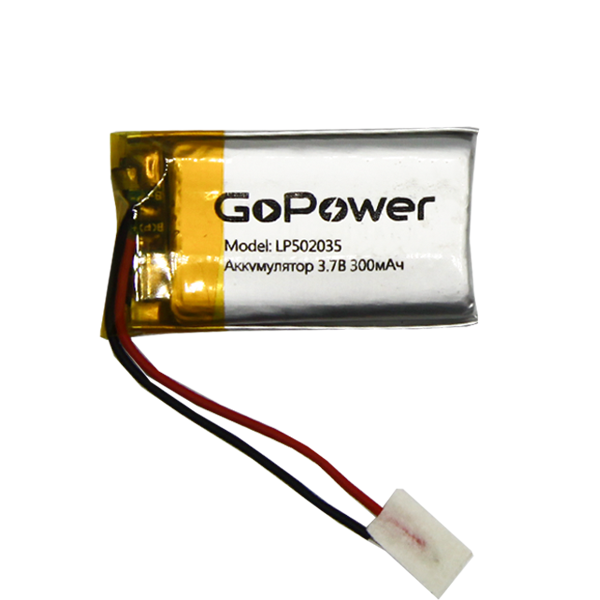 Аккумулятор Li-Pol GoPower LP502035 PK1 3.7V 300mAh (1/10/250) Аккумулятор Li-Pol GoPower LP502035 (00-00019578)