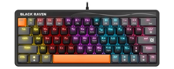 Defender Механическая клавиатура Black Raven GK-417 RU,3цвета,радужная,63кн,черн.