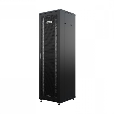 Шкаф напольный универсальный серверный ONTEK TC 18U 600х600мм, 4 профиля 19, двери перфорированная и перфорированная, боковые стенки съемные, регулируемые опоры, разобранный, черный RAL 9005