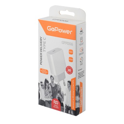 Сетевое З/У GoPower GPPD06 Type-C 20W PD3.0 белый GoPower 00-00022766