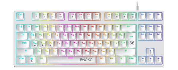 Defender Механическая клавиатура Ivory GK-579 RU, 87кн,1.5м,крас.свитчи, RGB