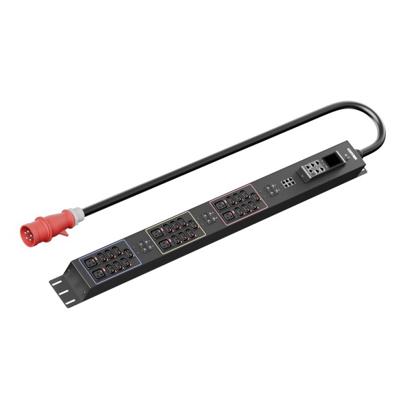 Панель распределения ONTEK PDU Managed OMPC3 вертикальная 32A/3ф, с мини-выключателем, выход - C13 x 21 шт. / C19 x 6 шт., кабель 3 м, IEC60309 5p