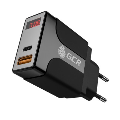 GCR Сетевое зарядное устройство на  2 USB порта (QC 3.0 + PD 3.0 ), черный, GCR-52891 Greenconnect GCR-52891