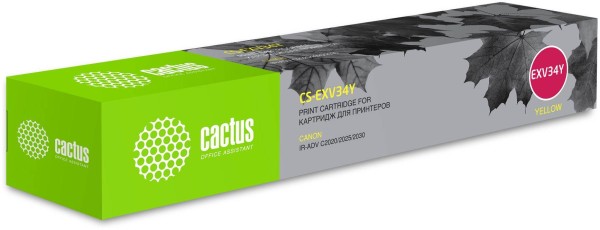 Картридж лазерный Cactus, аналог Canon CS-EXV34Y желтый 19000 копий