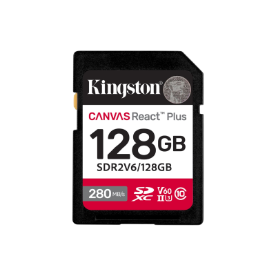 Карта памяти  Kingston 128GB SDXC Canvas React Plus UHS-II 280R/100W U3 V60 Kingston SDR2V6/128GB