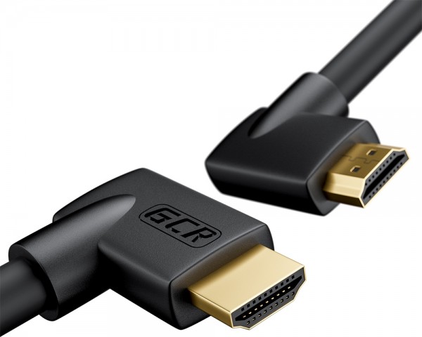 GCR Кабель 1.0m HDMI 2.0, M правый угол /M правый угол, черный, HDR 4:2:2, Ultra HD, 4K 60 fps 60Hz/5K*30Hz, 3D, AUDIO, 18.0 Гбит/с, 28/28 AWG, GCR-52312 Greenconnect HDMI 2.0 - HDMI 2.0 1м