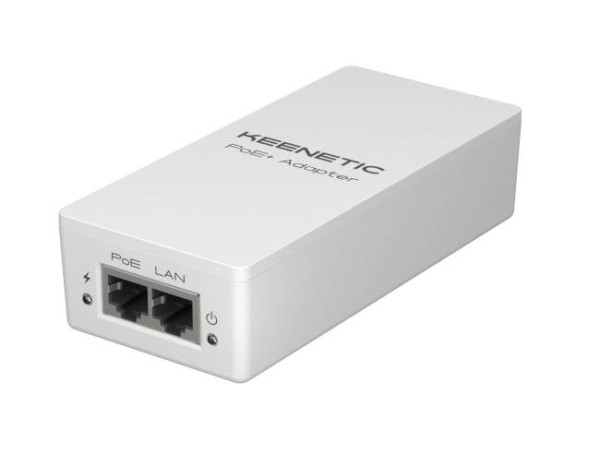 Keenetic PoE+ Adapter (KN-4510) Гигабитный адаптер питания PoE+ мощностью 30 Вт, 2x1 Гбит/с: 1xRJ-45, 1xRJ-45+PoE-out