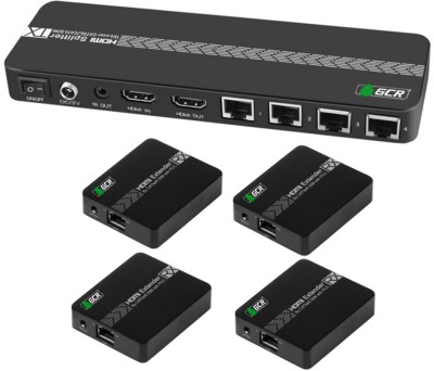 GCR Разветвитель HDMI 1.4 через LAN кабель, 1 x 4 +1 GreenLine, до 60.0m, 1080P 60Hz, EDID, удлинитель ИК Greenconnect HDMI (f) - 4 x HDMI (f)