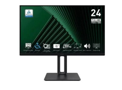 МОНИТОР 23.8" MSI PRO MP245PG Black с поворотом экрана (IPS, 1920x1080, 100Hz, 4ms, 178°/178°, 300 cd/m², 1300:1, +VGA)