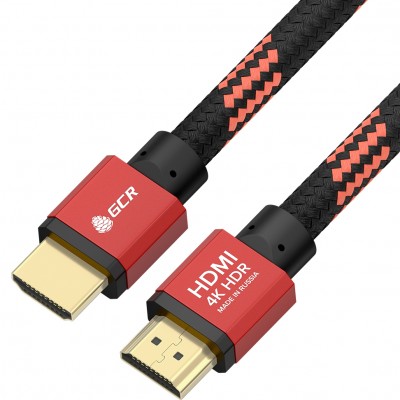 GCR Кабель PROF 1.5m HDMI 2.0, BICOLOR ECO Soft капрон, AL корпус красный, HDR 4:2:2, Ultra HD, 4K 60 fps 60Hz/5K*30Hz, 3D, AUDIO, 18.0 Гбит/с, 28AWG, GCR-54507 Greenconnect GCR-54507
