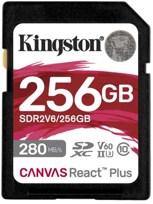 Карта памяти  Kingston 256GB SDXC Canvas React Plus UHS-II 280R/100W U3 V60 Kingston SDR2V6/256GB