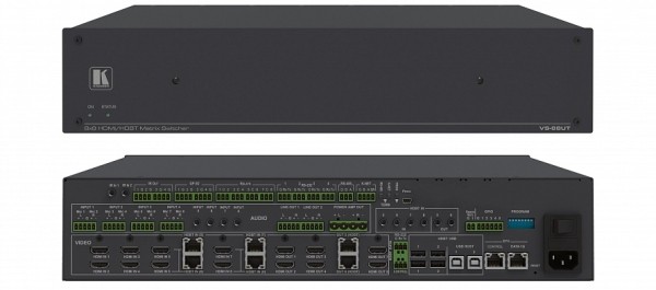 Матричный коммутатор Kramer Electronics [VS-88UT] 8х8 HDMI и HDBaseT с эмбеддированием/деэмбеддированием звука, встроенным главным контроллером помещения и усилителем аудио; поддержка 4K60 4:2:0, POE