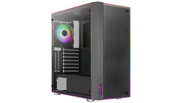 Корпус Aerocool Skribble-G-BK-v1 Black Mid Tower (ATX/micro-ATX/mini-ITX, Steel, 1x120mm FAN) (4711099472888)