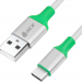 Greenconnect Кабель 0.5m USB 2.0, AM/CM, белый, алюминиевый корпус серебро, зеленый ПВХ, 28/28 AWG Greenconnect  USB 2.0 Type-AM - USB 2.0 Type-C (m) 0.5м