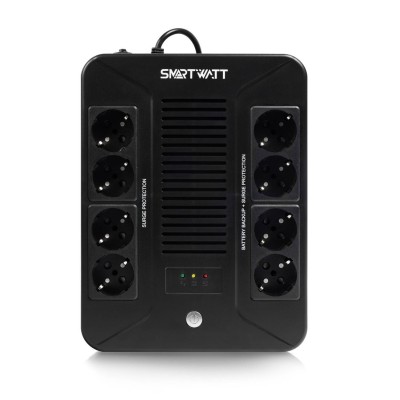 ИБП SMARTWATT UPS SAFE PRO 600 Line-interactive 600VA/360W Brick (Euro x8, LED, 275x210x95(мм), 4,8 кг, гарантия 24мес. 