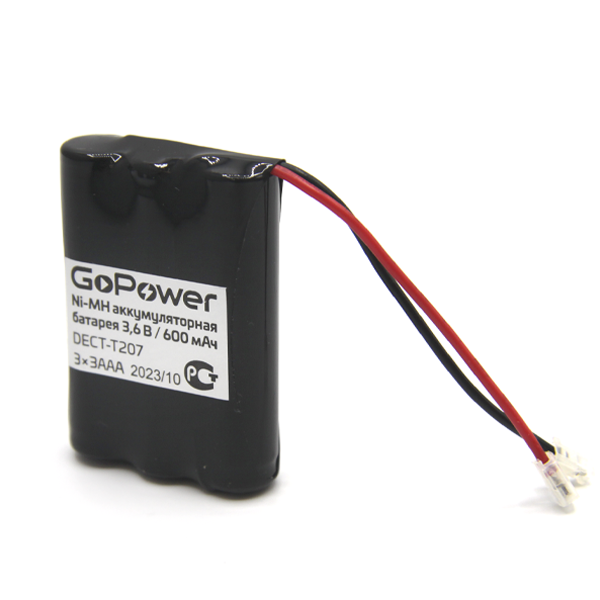 Аккумулятор для радиотелефонов GoPower T207 PC1 NI-MH 600mAh (1/15/300) Аккумулятор для радиотелефонов GoPower T207 (00-00015311)