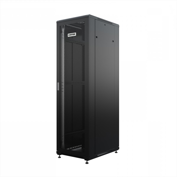 Шкаф напольный универсальный серверный ONTEK TC 22U 600х800мм, 4 профиля 19, двери перфорированная и перфорированная, боковые стенки съемные, регулируемые опоры, разобранный, черный RAL 9005