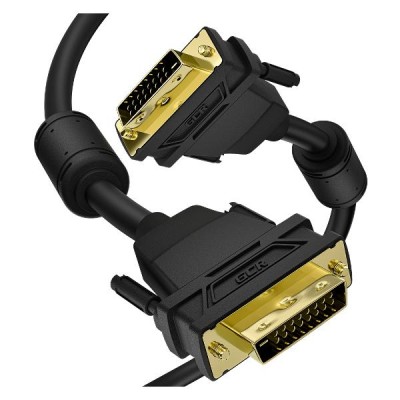 GCR Кабель PROF 5.0m DVI-D, черный, GOLD, ферритовые кольца, OD 8.5mm, 28 AWG, DVI/DVI, 25M/25M, двойной экран Greenconnect GCR-54235