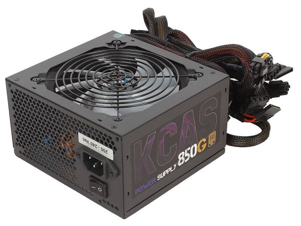 Блок питания Aerocool KCAS-850G <850W, (20+4+4+4) pin, 4x(6+2) pin, 7xSATA, 4xMolex, FDD, 12 см, кабель питания, 80+ Gol