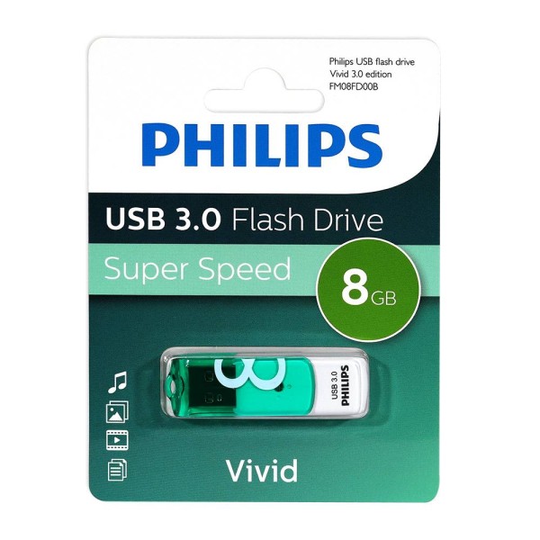 Флеш накопитель 8GB PHILIPS VIVID3.0 8GB, USB 3.0